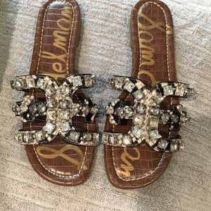 Sam Edelman Bay snakeskin rhinestone flat sandals